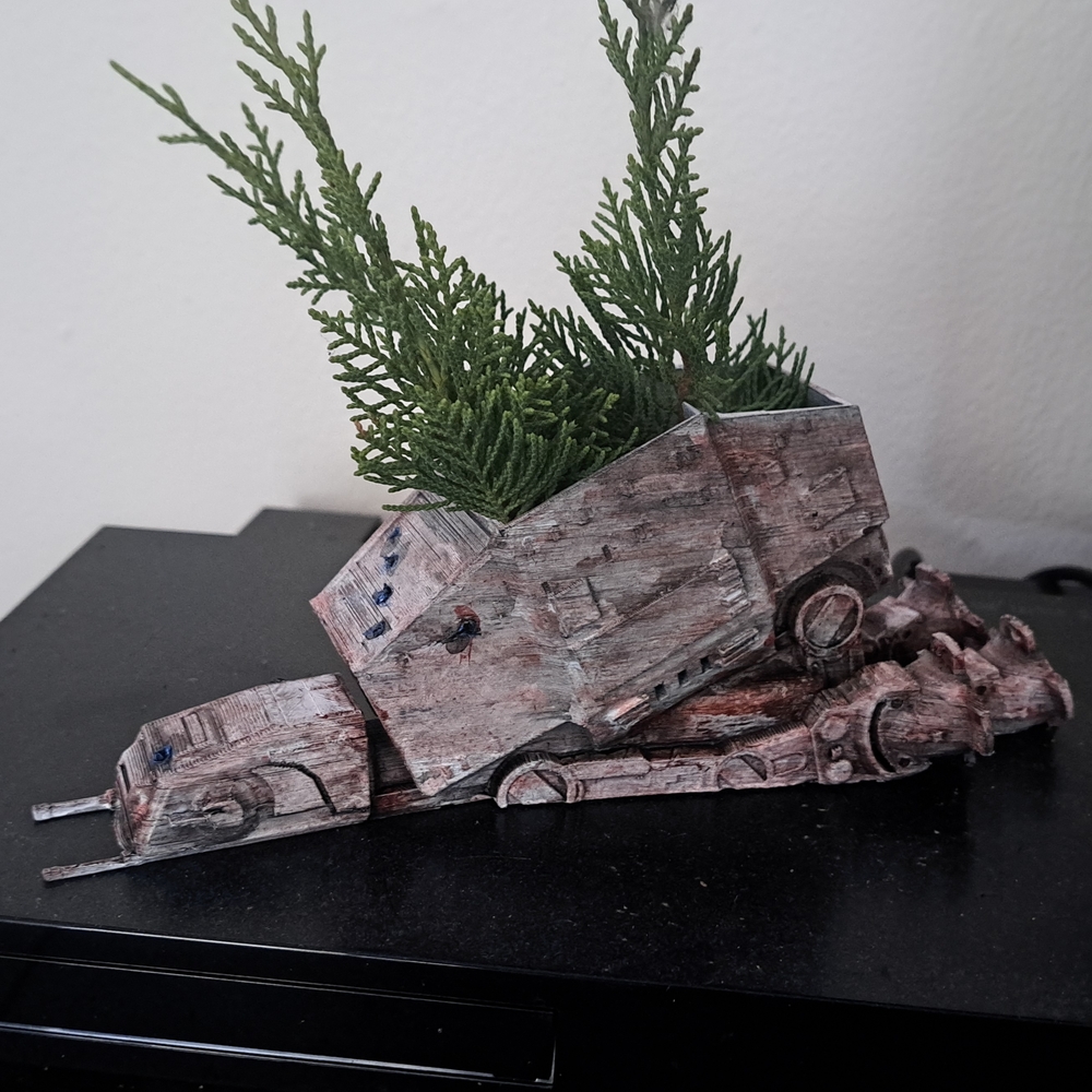 Rustic Brown Planter with Greenery